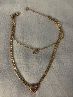 Juicy Couture Pink Heart Double Layered Necklace